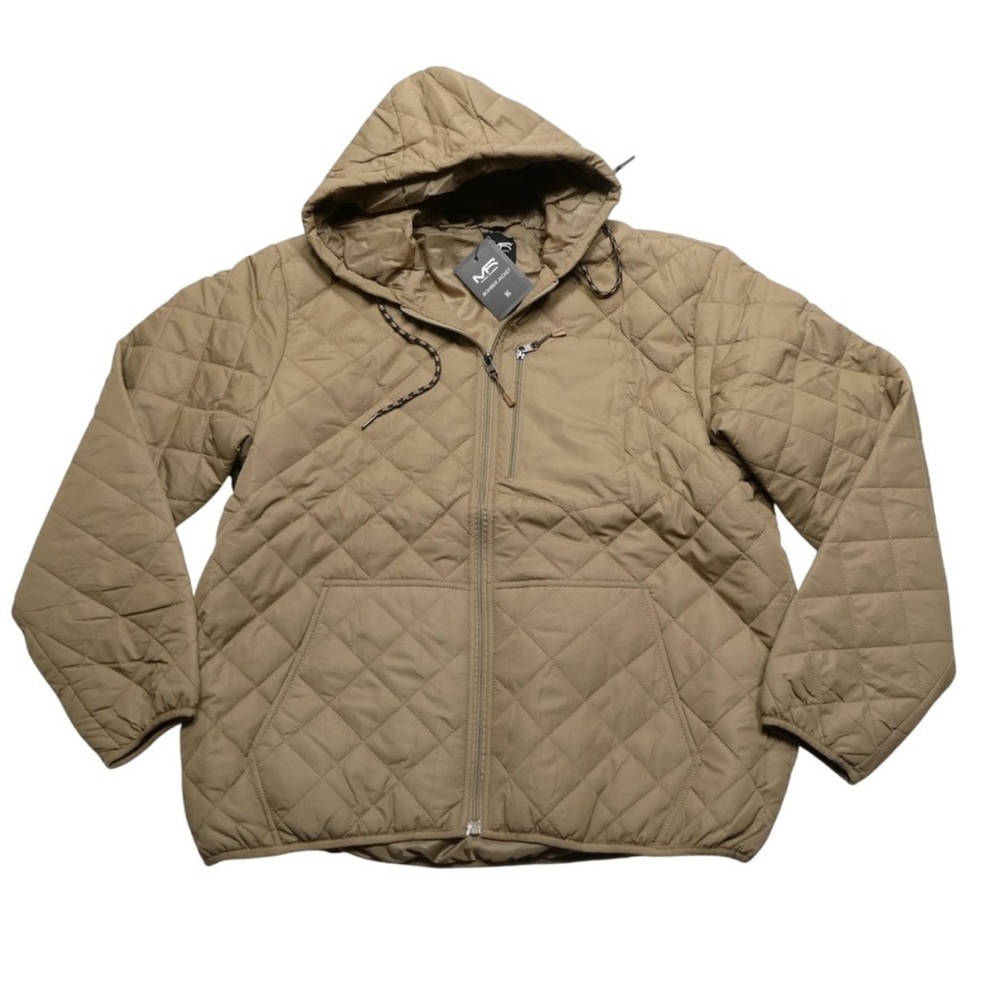 Men's Mack Russo Quilted Hooded Jacket - Tan Size Large